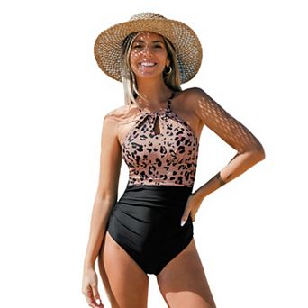 Women's Cupshe High Neck Tummy Control One-Piece Swimsuit
