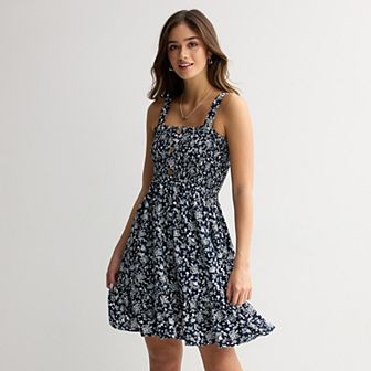 Juniors' Liberty Love Strappy Smocked Dress