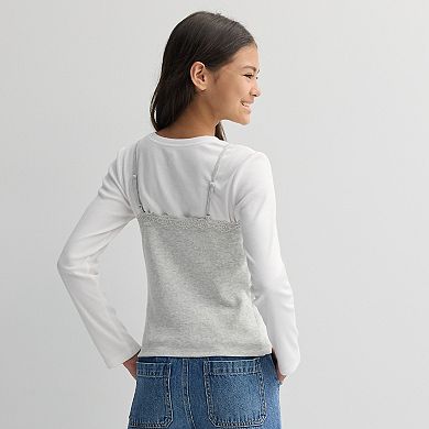 Girls 6-20 SO® Lace Trim Layered Long Sleeve Tee in Regular & Plus Size