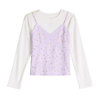 Girls 6-20 SO® Lace Trim Layered Long Sleeve Tee in Regular & Plus Size