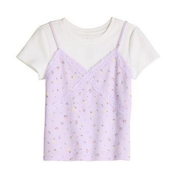 Girls 6-20 SO® Lace Trim Layered Short Sleeve Tee in Regular & Plus Size