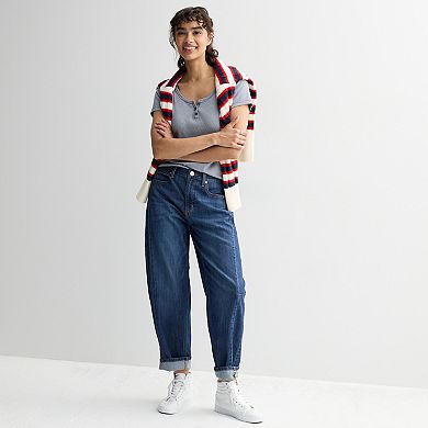 Juniors' SO® Seamed Barrel Jeans