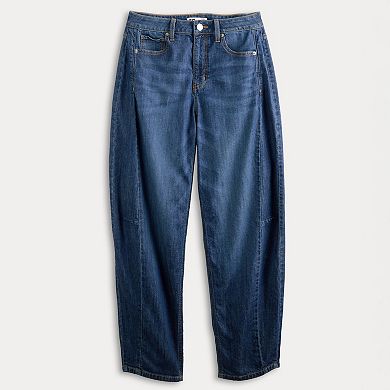 Juniors' SO® Seamed Barrel Jeans