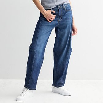 Juniors' SO® Seamed Barrel Jeans