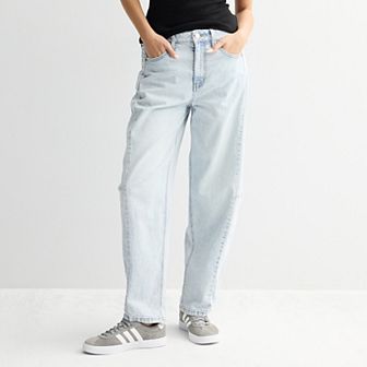 Juniors' SO® Seamed Barrel Jeans
