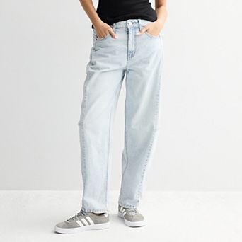 Juniors' SO® High Rise Seamed Barrel Jeans