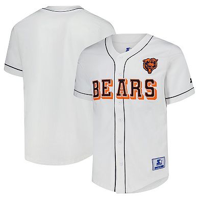 Men's Starter White Chicago Bears Relay Full-Button Baseball Jersey