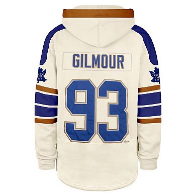 Men's '47 Doug Gilmour Cream Toronto Maple Leafs Blue Line Heritage Name & Number Lace-Up Pullover Hoodie