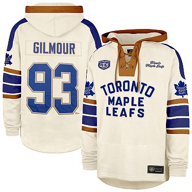 Men's '47 Doug Gilmour Cream Toronto Maple Leafs Blue Line Heritage Name & Number Lace-Up Pullover Hoodie