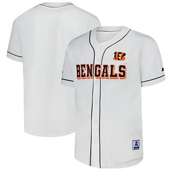 Men's Starter White Cincinnati Bengals Relay Full-Button Baseball Jersey