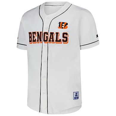Men's Starter White Cincinnati Bengals Relay Full-Button Baseball Jersey