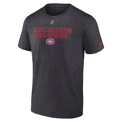 Men's Fanatics Heather Charcoal Montreal Canadiens Authentic Pro Core Primary T-Shirt