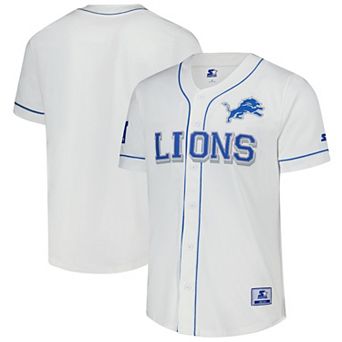 Men's Starter White Detroit Lions Relay Full-Button Baseball Jersey