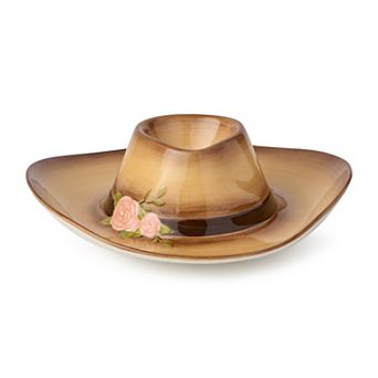 Certified International Ceramic Cow Girl Hat Chip n' Dip Serving Tray