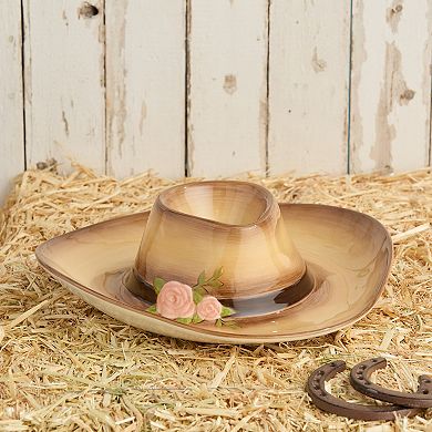 Certified International Ceramic Cow Girl Hat Chip n' Dip Serving Tray