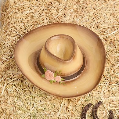 Certified International Ceramic Cow Girl Hat Chip n' Dip Serving Tray