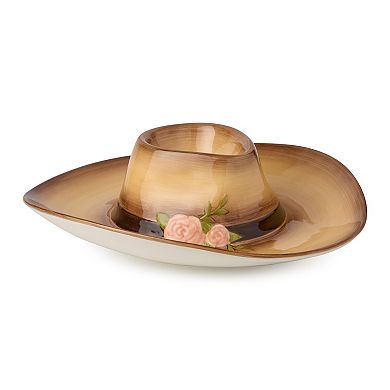 Certified International Ceramic Cow Girl Hat Chip n' Dip Serving Tray