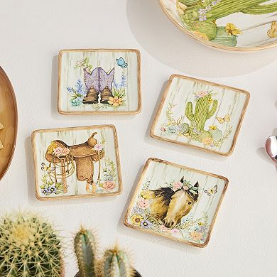 Certified International Rosewood Canape Ceramic Plate 4-piece Set