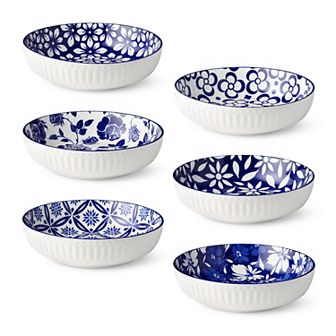 Certified International Madison Blue Floral Soup Bowls Set of 6