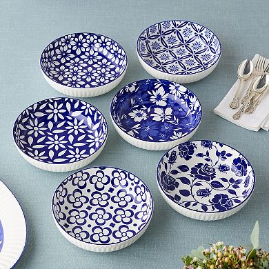 Certified International Madison Blue Floral Soup Bowls Set of 6