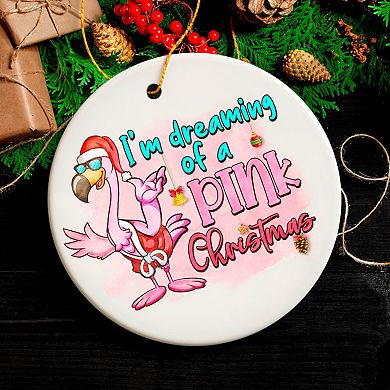Dreaming of a Pink Christmas Flamingo Ornament, Vacation Theme