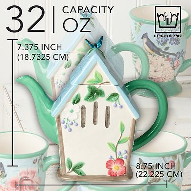 Certified International Flora Birdhouse 32-oz. Teapot
