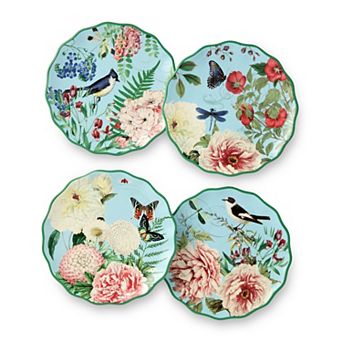 Certified International Flora Canape Plate 4 pc Set