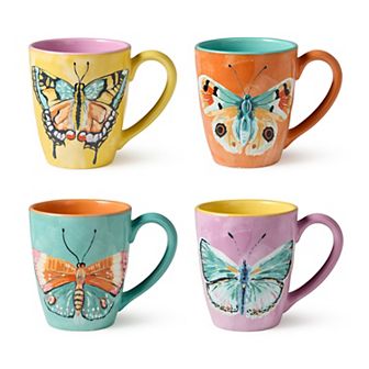 Certified International Butterflies 4 pc Mug Set