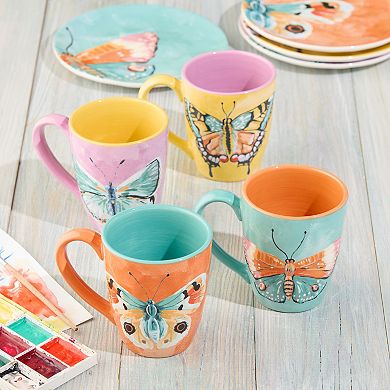 Certified International Butterflies 4-pc. Mug Set