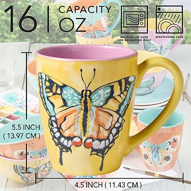 Certified International Butterflies 4-pc. Mug Set