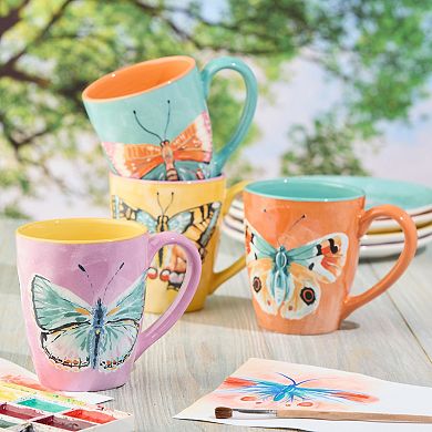 Certified International Butterflies 4-pc. Mug Set