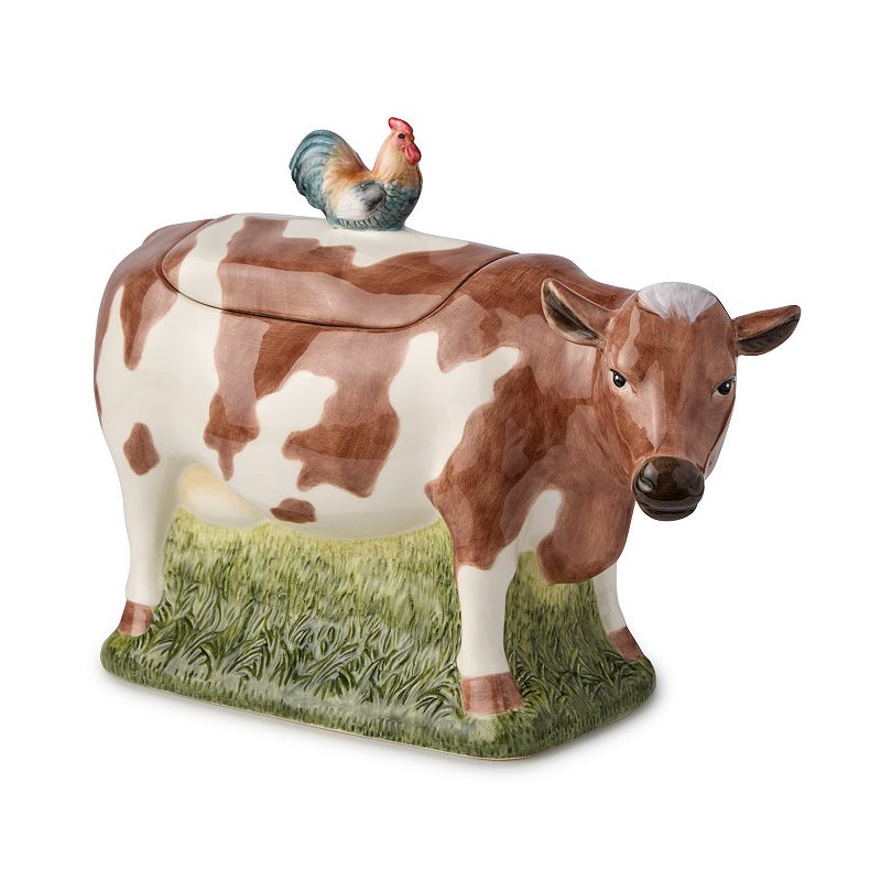 Certified International Vintage Farm Cow and Chicken Cookie Jar, Multi