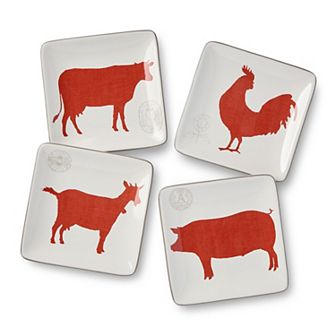 Certified International Vintage Farm 4 pc Canape Plate Set