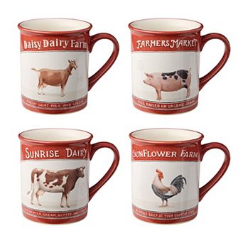 Certified International Vintage Farm Mugs Set of 4