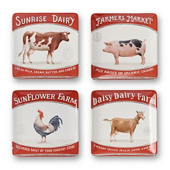 Certified International Vintage Farm 4 pc Salad Plate Set