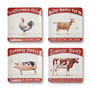 Certified International Vintage Farm Dinner Plates Set of 4