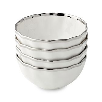 Certified International Regency Silver Ice Cream Bowls Set of 4