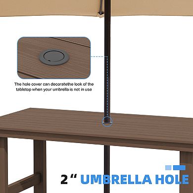 5-piece Hdpe Outdoor Dining Table Sets With Umbrella Hole - 1 table & 4 chairs