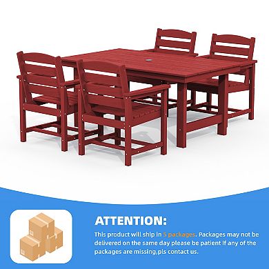5-piece Hdpe Outdoor Dining Table Sets With Umbrella Hole - 1 table & 4 chairs