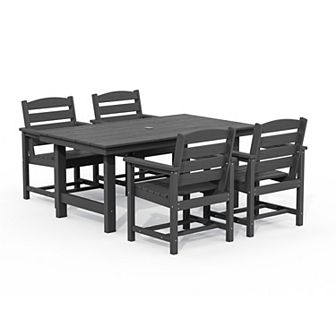 5 pc Hdpe Outdoor Dining Table Sets With Umbrella Hole - 1 table & 4 chairs