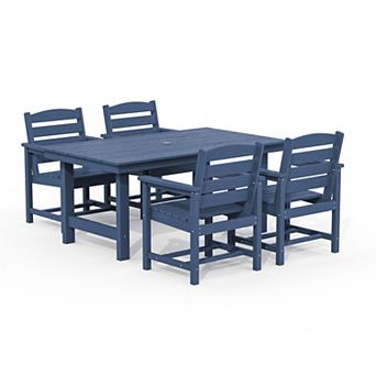 5 pc Hdpe Outdoor Dining Table Sets With Umbrella Hole - 1 table & 4 chairs
