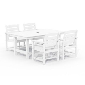 5 pc Hdpe Outdoor Dining Table Sets With Umbrella Hole - 1 table & 4 chairs