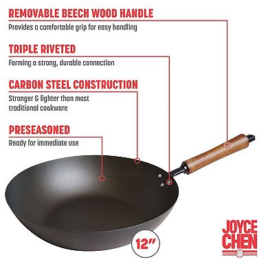 Joyce Chen Classic Series Carbon Steel Preseasoned Stir Fry Pan