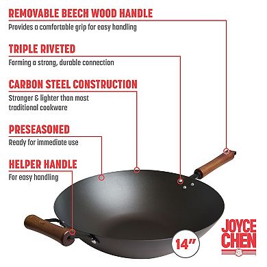 Joyce Chen Classic Series 14-in. Carbon Steel Preseasoned Wok
