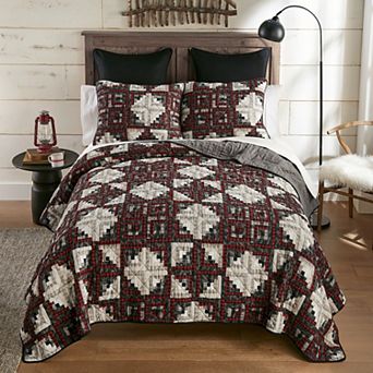 Donna Sharp Log Cabin Star Pieced Cotton Quilt Set with Shams