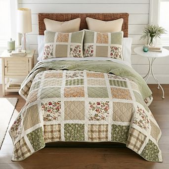 Donna Sharp Peach Rose Pieced Cotton Quilt Set with Shams