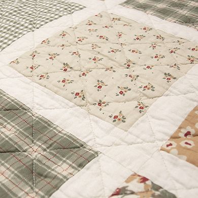 Donna Sharp Peach Rose Pieced Cotton Quilt Set with Shams