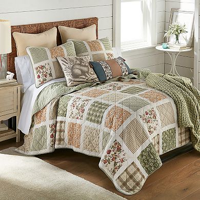 Donna Sharp Peach Rose Pieced Cotton Quilt Set with Shams