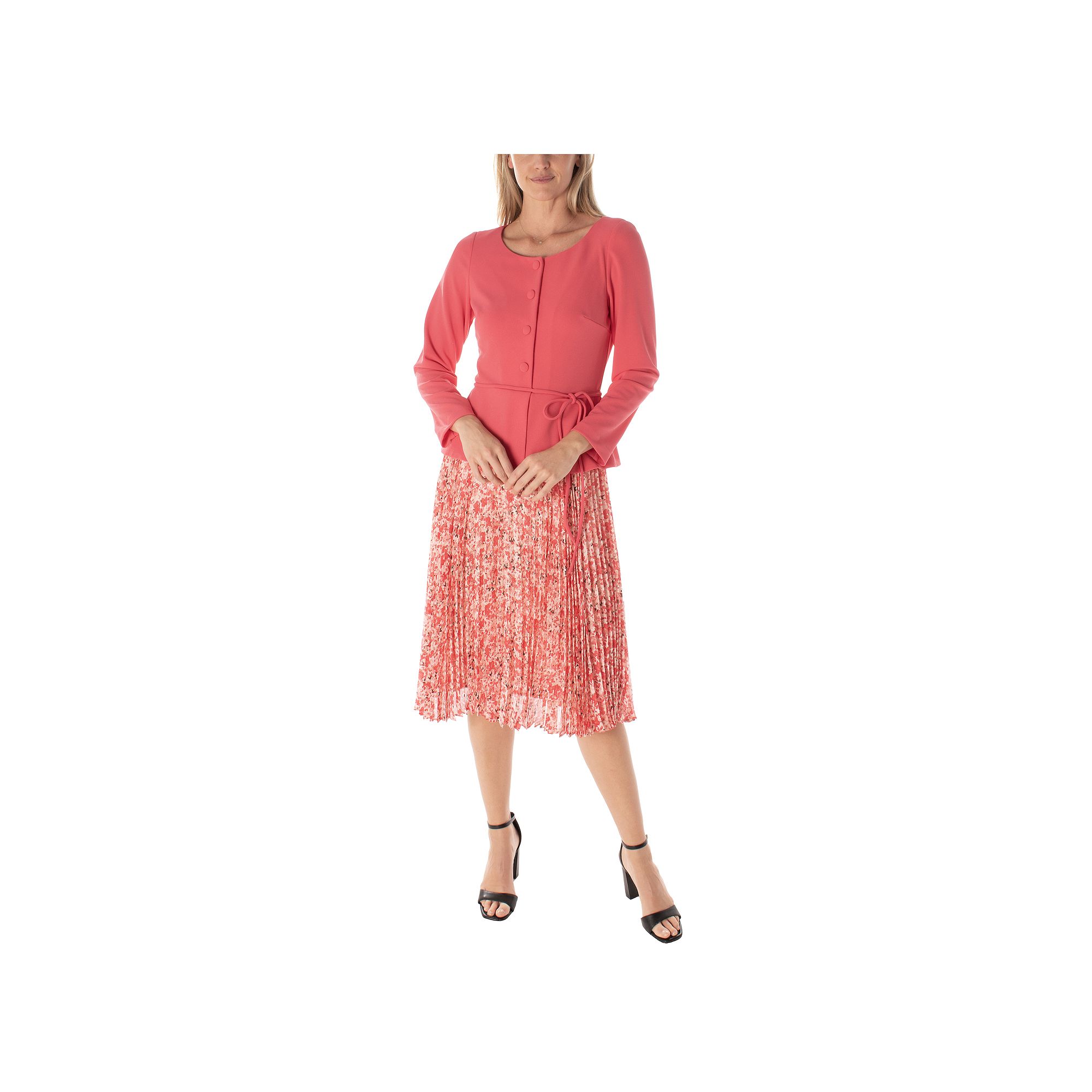 Womens Maison Tara Faux 2-Piece Jacket & Floral Skirt Set, Size: 4, Pink T