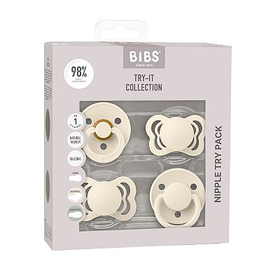 Bibs Try-it Collection 4-Pack Pacifiers 0-6mo